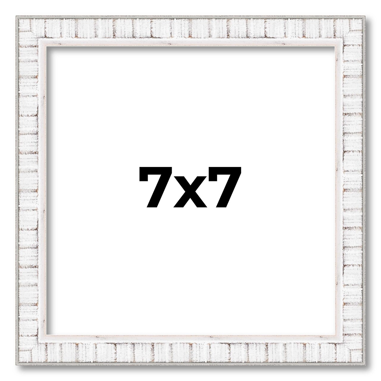 Square Textured White Picture Frame - UV Acrylic, Foam Board Backing, Hanging Hardware